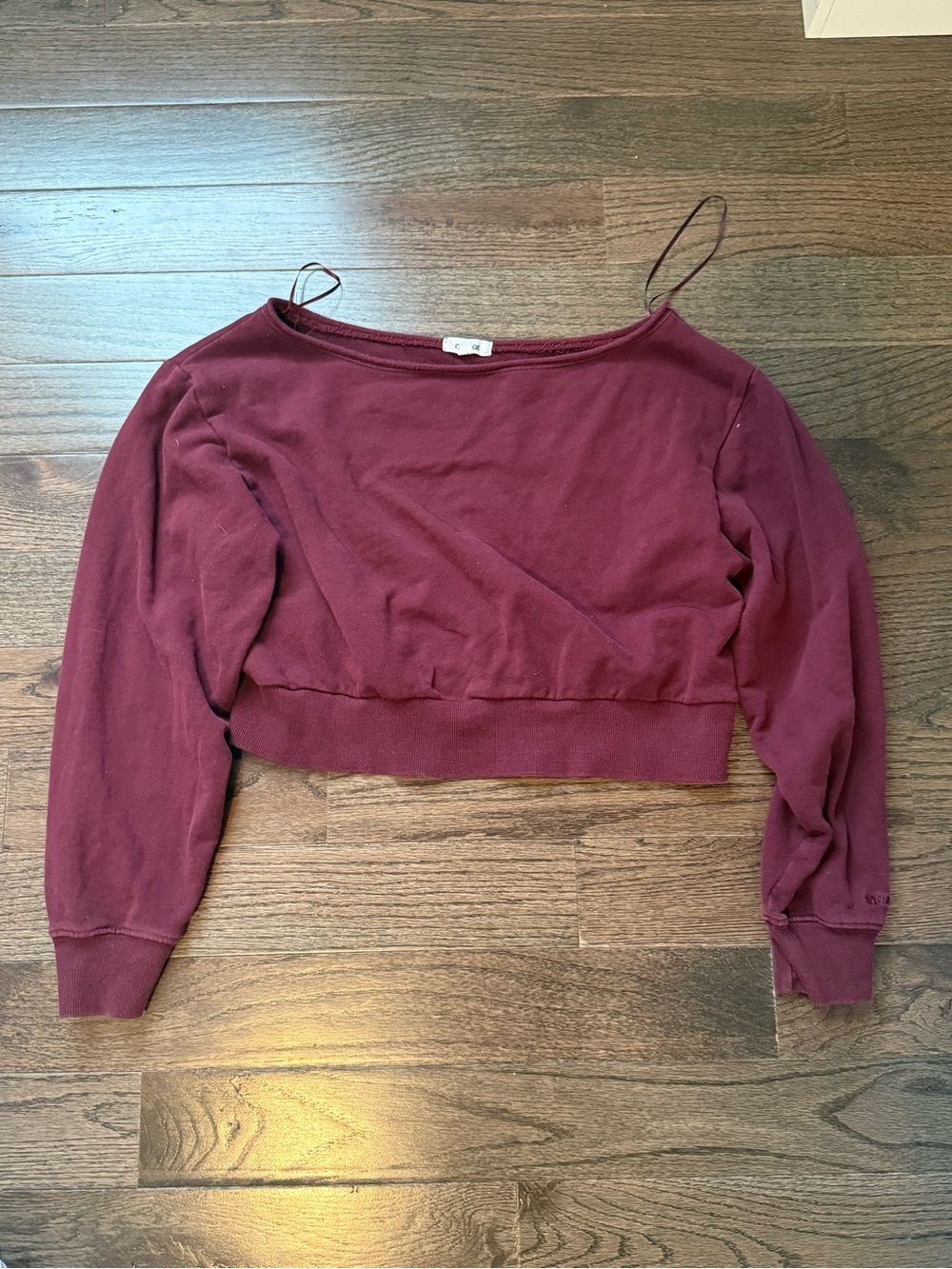 Garage Burgundy Off-Shoulder Crop Top
